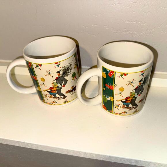 Pair of Norman Rockwell Christmas Mugs – Houston Harvest HH Hallmark 1997 - Picture 5 of 7